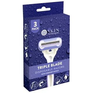 Skin Techniques Ladies Triple Blade Disposable Razors 3pk 1 Skin Techniques Ladies Triple Blade Disposable Razors 3pk