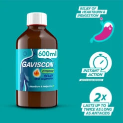 Gaviscon Original Peppermint 600ml 7 Gaviscon Original Peppermint 600ml -Beauty Product Store 358985 gavison liquid peppermint 600ml 2