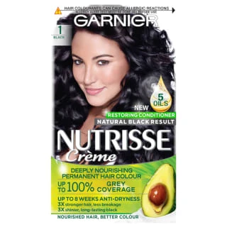 Garnier Nutrisse Creme Permanent Hair Dye - Black 1 Garnier Nutrisse Creme Permanent Hair Dye - Black