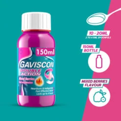Gaviscon Double Action 150ml - Mixed Berries -Beauty Product Store 379279 gaviscon 150ml double action mixed berries liquid 2